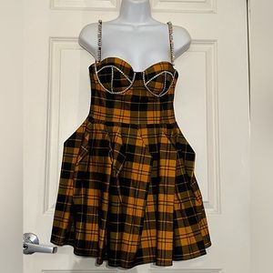 AKIRA Plaid Studded Dress Sz: M